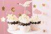 Dekoracje do muffinek babeczek - Bocian 11cm-12cm 7 sztuk toper